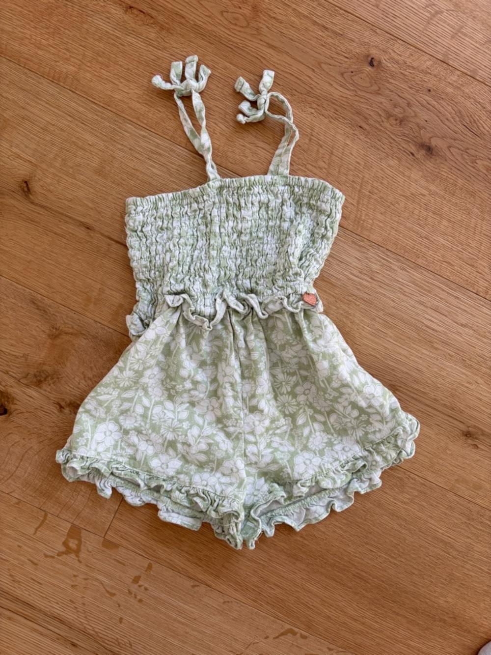 Vince Camuto Light Green Floral Smocked Romper